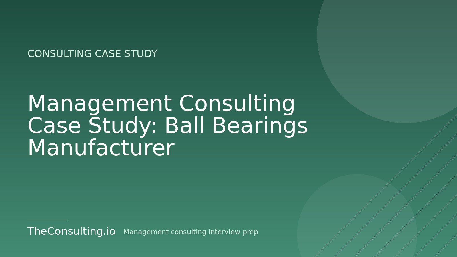 Management Consulting Case Study: Ball Bearings Manufacturer